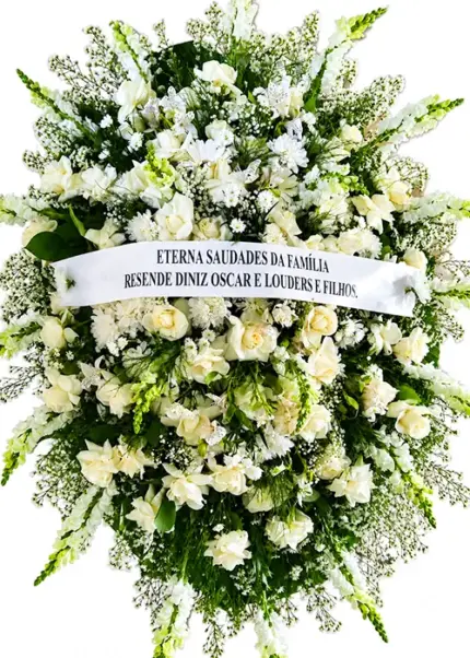 Coroa de flores Branca com Faixa